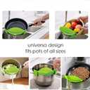 2 Pcs Clip on Strainer, Pot Strainer for Pasta Meat Vegetables Fruit, Silicone Strainers - Fit All Pots Bowls.