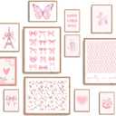 3 x Losyze Pink Room Decor Aesthetic, Pink Coquette Bows Posters,Trendy Girly Preppy Prints (UNFRAMED) (Black)
