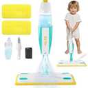 Spray Mop for Kids, Toddlers Cleaning Sets with Real Water Sprayer, Kids Mop Toys, Montessori Cleaning Set, Christmas Birthday Gifts for Boys Girls Age 3 4 5 6, Green