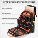 HISEA Tool Backpack, 18-Inch Heavy Duty Tool Bag with 37 Pockets, 1680D Waterproof Pro Tools Organizer and Storage for Electricain, Mechanic, Plumber with Laptop Compartment