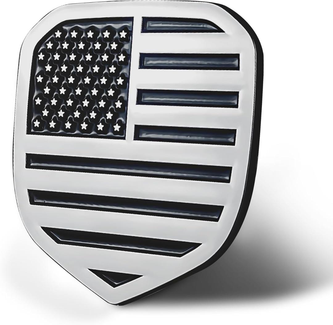 Zhizhong Front Grille Emblem, American Flag Badge Compatible with 2013-2018 RAM 1500 2500 3500 (Silver)