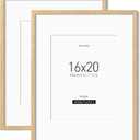 16x20 inches Frame with Mat for 11x14, Solid Oak Wood 16x20 inches Frames for Horizontal & Vertical Wall Mounting (2 Pack, Oak)