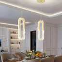 Modern Gold Pendant Lights Kitchen Island, Crystal Chandelier Lights Fixture,Elegant Adjustable Pendant Lighting for Dining Room Bedroom (1-Ring Chandelier)