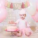 Birthday Decoration Set - High Chair Banner, Crown Theme Banner, Birthday Hat, Birthday Cake Topper, Photo Props, Pink Crown