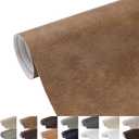 Faux Leather Fabric, 55" Wide 1.3mm Thicken Upholstery Fabric by The Yard Soft Marine Vinyl Fabric Vintage PU Leather Sheets for Crafts Sewings Chairs Seats Wallets Cushions, 3 Yard Yellow Brown