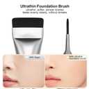 Flat Foundation Brush,Korean Makeup Brush Spatula Facial Brush for Liquid Foundation,Premium Face Makeup Brush for Blending Cream (Silver)