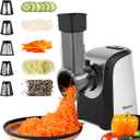 Homdox Electric Salad Maker, Professional Slicer Shredder Greater Electric Cheese Grater Salad Maker Machine Carrot Slicer with 4 Stainless Steel Rotary Blades, One-Touch Control, 150W