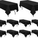 YMHPRIDE 10 Pack Black Tablecloths for 6 Foot Rectangle Tables 60 x 102 Inch - 6ft Rectangular Bulk Polyester Fabric Washable Cloth Cover for Wedding Party Banquet Buffet Restaurant