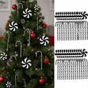 Hotop 60 Pieces Christmas Candy Cane Hanging Ornaments Black and White Lollipop Peppermint Christmas Tree Decorations for Xmas Holiday Decoration