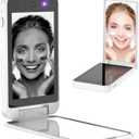 Vanexiss UV Camera for Sunscreen Test UV Mirror Sunscreen Camera, 4 Inch Vanity Mirror Rechargeable Compact Travel Makeup Mirror Handheld Double-Sided Pocket Mirror for Skin Protection(White)