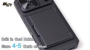  for iPhone 16 Pro Case with Card Holder & Kickstand & Slide Camera Lens Cover, Silicone Edge Rugged Shockproof Protective Phone Case Cover for iPhone 16 Pro 6.3'' 2024, Black