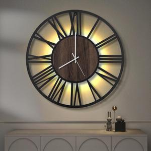 LEIKE Large Wall Clocks with Night Light Battery Operated,Silent Non Ticking,Rustic Modern Big Wood Clock for Living Room, Bedroom,Kitchen,Farmhouse,Office,Home Decor-24 Inch(Roman Numerals)