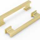 Cabinet Handles Kitchen Drawer Pulls and Knobs, 10Pack Gold 5inch Hole Center, Square Hardware for Bathroom Dresser