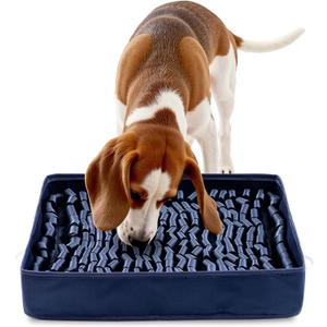 FunFurry Snuffle Mat for Dogs, Dog Puzzle Mat, Interactive Dog Toys for Enrichment, Sniff Mats with Non-Slip Backing, Suitable for Breeds and Sizes of Dogs (Navy, 17" X 15")