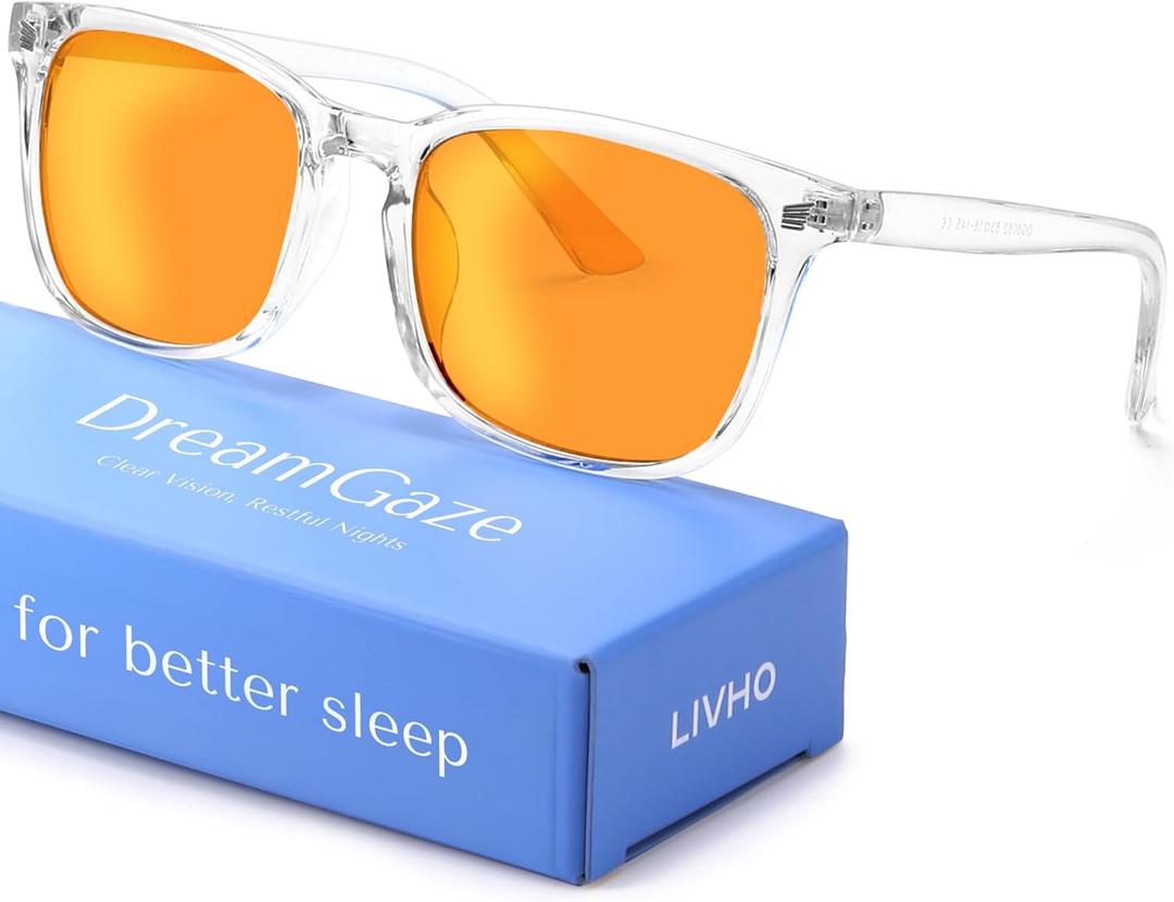 livho Gaming Blue Light Blocking Glasses for Better Sleep, Premium Night Driving, Computer Blockers for Man & Woman (Transparent)