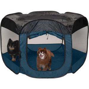 Furhaven Portable Dog Playpen Cat Tent, Pet playground/kennel foldable indoor outdoor zippered puppy crate - Sailor Blue, Extra Large