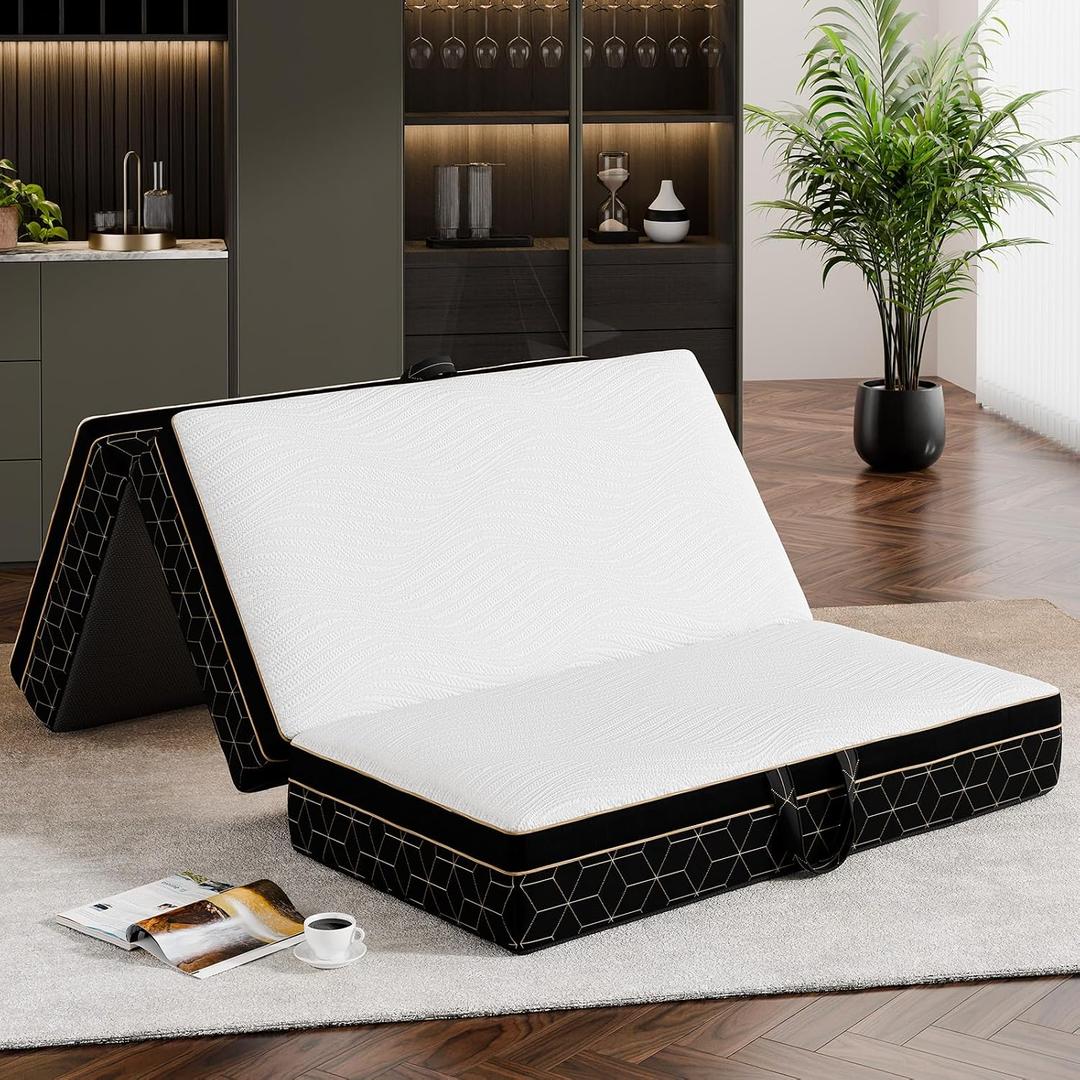 GEMBED Tri Folding Mattress Twin Size - 4Inch Foldable Floor Sofa Bed
Memory Foam Tri-fold Handle & Non-Slip Bottom, Portable Foldable Sofa Bed Floor for Travel RV Camping Yoga - 75"x38"x4"