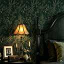 Peel and Stick Wallpaper Dark Green and Gold Floral Wallpaper Vintage Flower and Leaf Contact Paper for Cabinets Self-Adhesive Removable Wallpaper for Bedroom Bathroom Kitchen 394"x17.3"