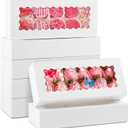 ZORRITA 30 Pack Auto Pop-up Cookie Boxes with Window, 12.5" x 5.5" x 2.5" White Bakery Boxes Treat Boxes for Chocolate Covered Strawberries, Cake Pops, Donuts, Cocoa Bombs, Sugar Cookies, Pastries