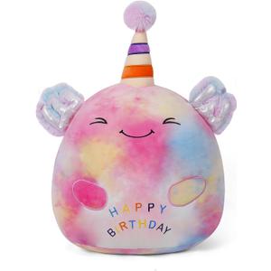 24 lnch Happy Birthday Axolotl Stuffed Animal Birthday Plush Toy Plushies Pillow Soft Plushie Doll Gifts for Girls Boys Christmas Decoration