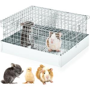 DoubleFill 2 Hole Cavy Transport Cage 16 x 14 x 8 Inch, Chinchilla Hamsters Chicks Rabbit Carrier for Travel Temporary Housing, Indoor Outdoor Pet Habitat Animal Enclosure