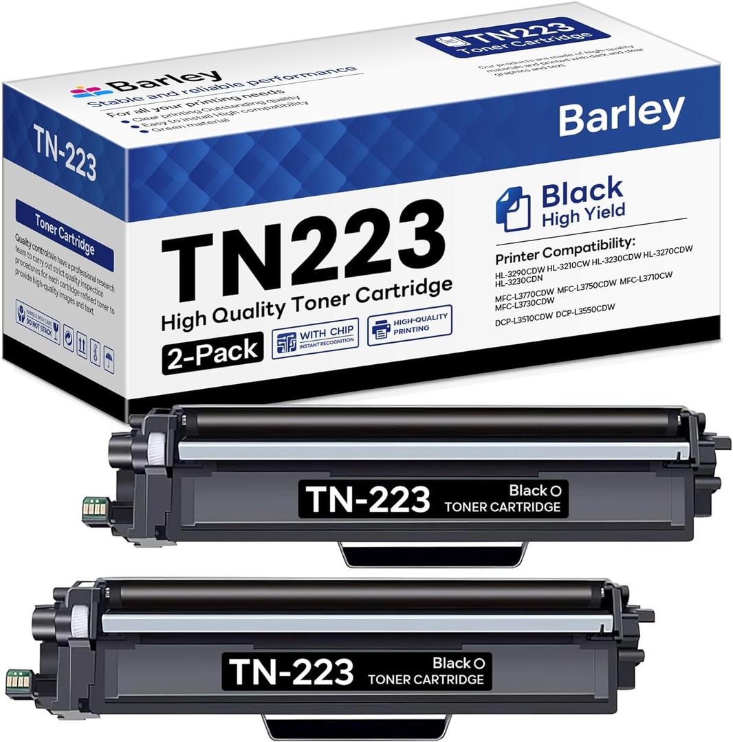 TN223BK TN223 Black Toner Cartridge Compatible TN223BK TN-223BK Replacement for Brother TN223 MFC-L3710CW MFC-L3770CDW MFC-L3750CDW Printer (2-Pack).