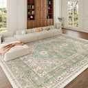 Zesthome 9x12 Area Rugs,Stain Resistant Washable Rug,Ultra-Thin Rugs for Living Room,Bedroom,Non-Slip Backing Home Decor Large Area Rug (Green,9'x12')
