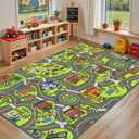 Upgrade Ultra Non Slip Kids Car Rug, Kids Road Playmat Rug for Toy Cars, Educational Town City Map Washable Carpet for Boys Playroom Bedroom, Safer Car Track Play Mat for Children Toddler, 140"x84"