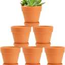 Juvale Clay Pots for Plants - 4.2-Inch Brown, 6-Pack - Terracotta Pots Round with Drainage Holes & Saucers - Succulent Planter & Plant Saucer for Indoor & Outdoor Use