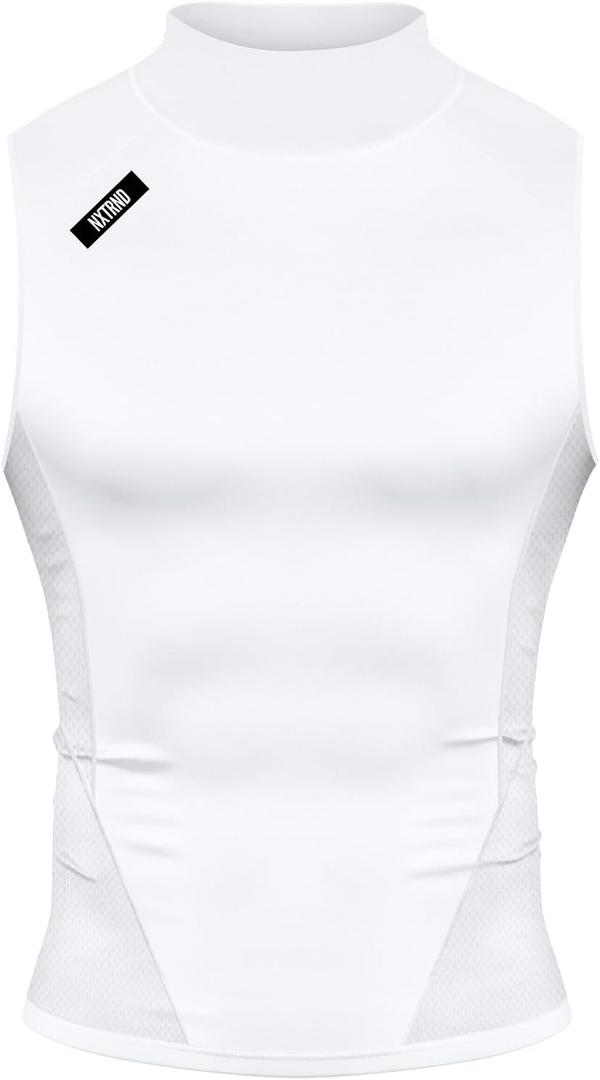 Nxtrnd Men's Turtleneck Compression Tank Top, Sleeveless Mock Neck (White, S)