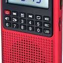 YF39 Portable FM AM Radio with Bluetooth, Voice Recording, TF Card Support, Stable Signal Reception, LED Emergency Light, Compact Design for Home and Outdoor Use(Red)