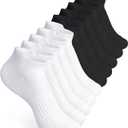 CHANCALCAL 10 Pairs Kids Socks for Boys Girls Ankle Athletic Low Cut Socks Half Cushioned Crew Cotton No Show Sock (4-7 Years, Black/White)