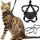 Houdini Escape Proof Cat Harness and Leash Set by OutdoorBengal  Black, Large Cat Harness for Walking Big Cats (XL)