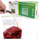 Quart Size Freezer Bags  150 Count, Resealable, Extra Strong 2 Mil Leak Proof Double Zipper Clear Stand Up Food Bags