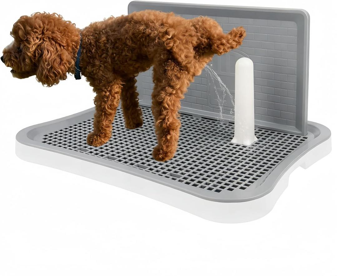 Dog Pee Pad Holder, Indoor Dog Potty Pad with Splash Guard, Dogs Toilet Training Tray for Small & Medium Dogs, Waterproof Easy-Clean 20.1"X15.6"X1.4"(White)
