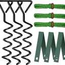 Tree Stake Kit, Heavy Duty Spiral Tree Stakes and Supports for Straightening Leaning or Young Trees, Protects from Harsh Weather (Black)