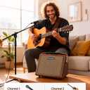 Flatsons Crush20 Acoustic Guitar Amp, 20W Mic/Guitar Amplifier with Reverb, 2-Band EQ, Rechargeable 8H Battery Life, Advanced Dual-chip Wireless Portable Speaker for 6.35mm Microphone/Acoustic Guitars