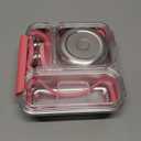 Pawtong Stainless Steel Bento Box Kids Adult with 7oz Insulated Food Jar, Transparent Lid Metal Lunch Box With Soup Thermal Jar, Lunch Box Container with Removable Divider & Sauce Cup School (Pink)