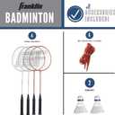 Franklin Sports Badminton Net Sets - Outdoor Backyard + Beach Badminton Net + Equipment Set - (4) Rackets + (2) Birdies + Portable Net Included - Adults + Kids Set, One Size