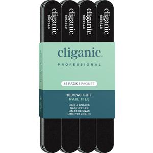 Cliganic 12 Pack Nail File Set: 180/240 Grit | Professional Emery Boards for Natural, Gel & Acrylic Nails | Washable Double Sided Kit | Cliganic 