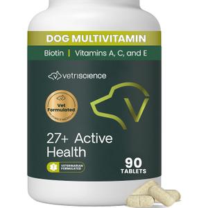 3 x VetriScience 27+ Active Health Chewable Tablets for Dogs, Duck, 90 Count