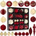 32 Pieces Christmas Ornament Set, Red Velvet Ornaments for Christmas TreeChristmas Tree Hanging Ball Decorations Assortmentfor Holiday, Wedding, Party Decor
