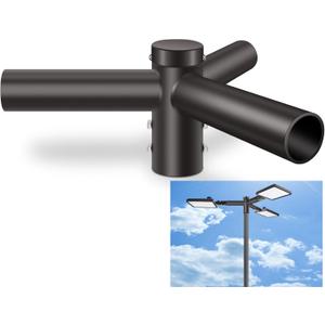 ledmo Triple Bracket Tenon Adaptor, 120 2-3/8" Round Adjustable Slip Fitter Mount Pole Bracket, Heavy Duty 3 Outdoor Lights Mounting Spoke Arm for Parking Lot Street Light Floodlight