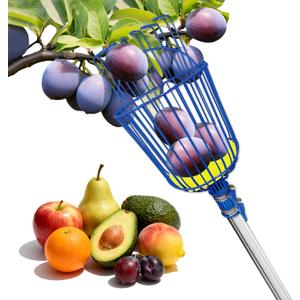 Fruit Picker Upgraded Round Claws Can Reduce Fruit Damage Lengths from 5 to 13 Feet Fruit Picker Pole with Basket Adjustable Suitable for Cherry Lemon Pear Mango Trees and More (95inch)