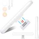 Magnetic LED Light Bar Rechargeable, 10W 2000mAh Desk Lamp, Battery Powered Strip Lights, Under Cabinet Lighting Wireless, Stepless Dimmable Table Lamps for Mirror Bathroom Kitchen-White