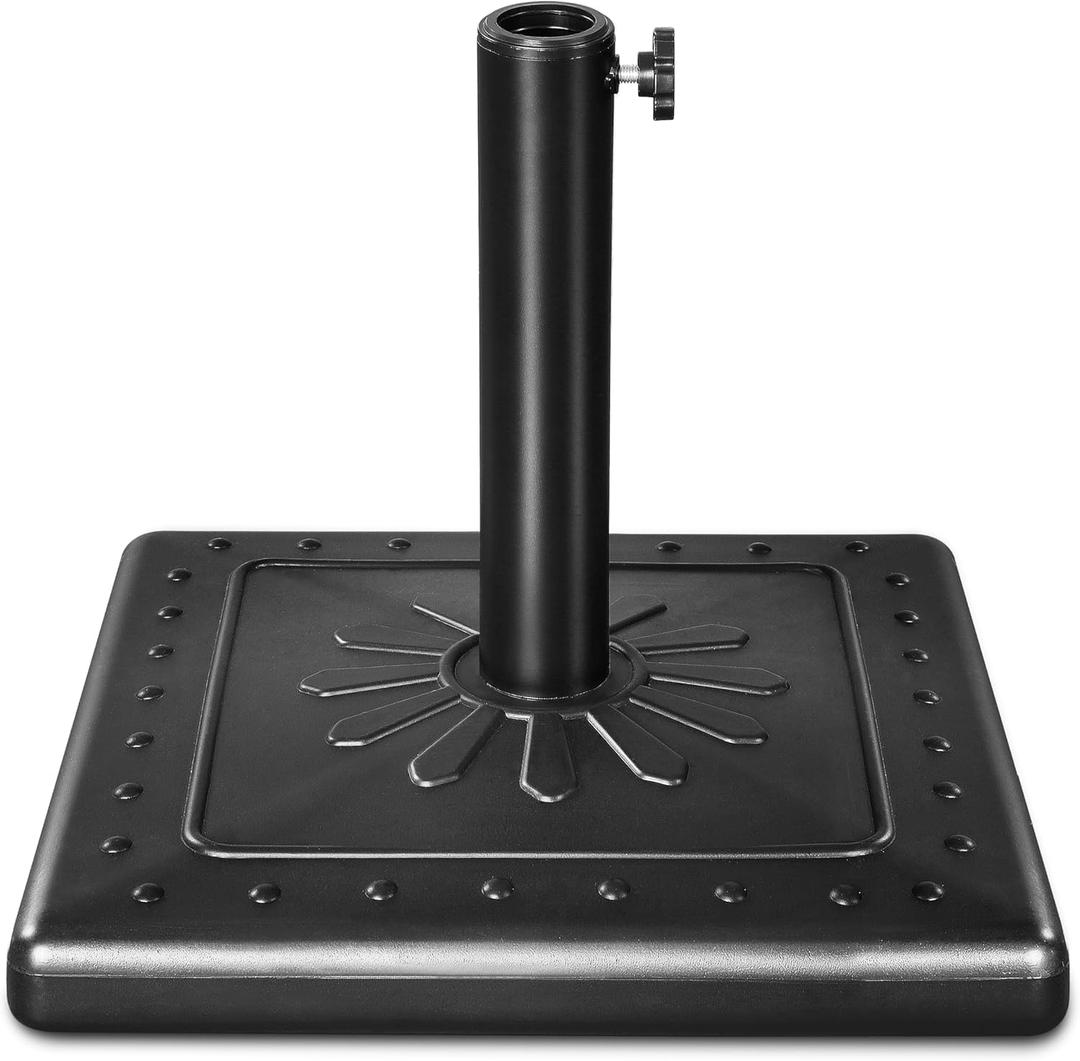 FRUITEAM 24lbs Prefilled-Umbrella-Base, 15" Square Patio Umbrella Stand Weight, Heavy-Duty Market Table-Umbrella-Base Stand for Outdoor, Pool (Black)