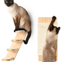 Cat Wall Shelves - Four Step Cat Shelf with Scratch Board, Mounted Cat Shelves, Sturdy Cat Wall Furniture for Indoor Cats