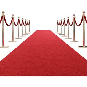 HOMBYS 450 GSM Extra Thick Red Carpet Runner for Partys & Events 3x10 ft, Non-Slip Rubber Backed Aisle Runway Rug for Step, Proposal & Wedding Decorations, Hollywood Oscars Runway, (Red, 3x10 ft)