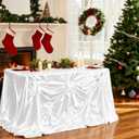 White Satin Tablecloth - Wedding Table Cloths Bow DIY 90x90 in Table Cloth for Christmas Bridal Shower Birthday Party Baby Shower Decorations-1Pack