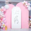 White and Pink Arch Cover 3 Set-6FT, 5FT, 4FT Arch Backdrop Cover Spandex Fitted 2-Color Fabric Stand Covers for Baby Shower Gilrs Birthday Party Ceremony Banquet Photo Background Decorations